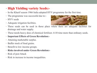 Hyv Programme Indian economy(1950 1990) | PPT