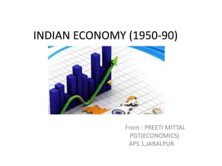 INDIAN ECONOMY (1950-90)
From : PREETI MITTAL
PGT(ECONOMICS)
APS 1,JABALPUR
 