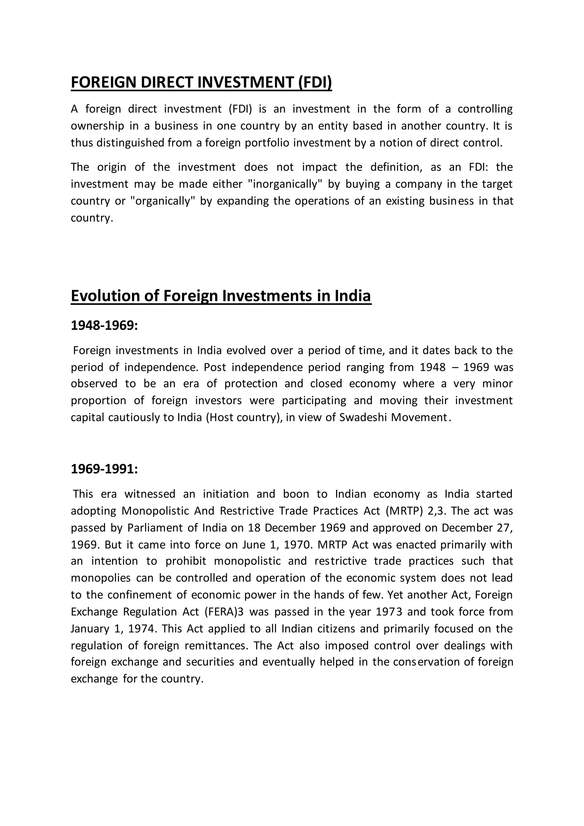 Foreign direct investment and missing middle concept in india | DOCX