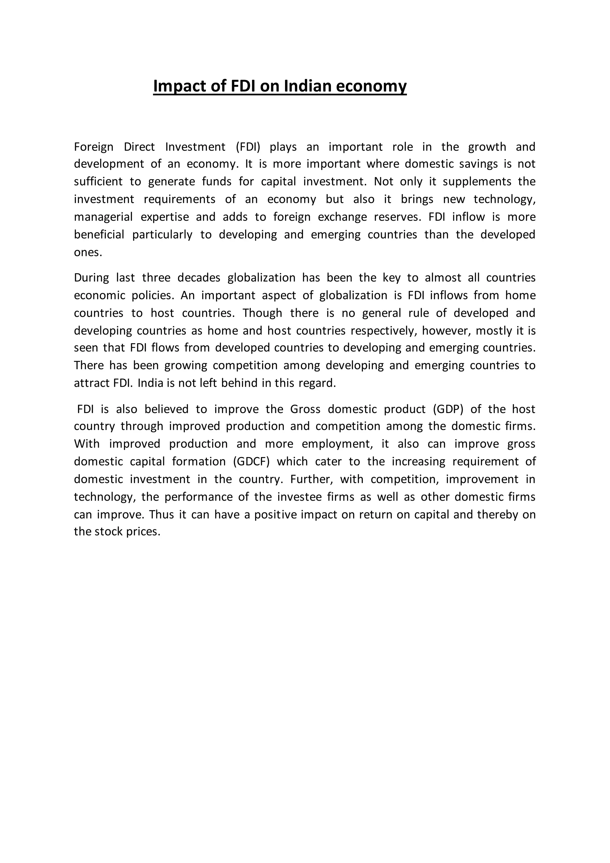 Foreign direct investment and missing middle concept in india | DOCX