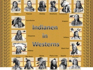 Crow
Sioux    Pawnee        Wichita   Shoshone      Comanche


         Assiniboine                              Araparo




           Cheyenne
                                                   Arikara




                                                 Black Foot
           Hidatsa


         Nez Perce     Atsina    Plains Cree    Apache
 Kiowa                                                        Mandan
 
