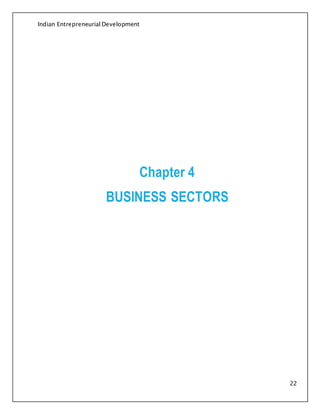 Indian Entrepreneurial Development
22
Chapter 4
BUSINESS SECTORS
 