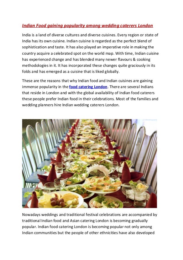 Indian Food Gaining Popularity Among Wedding Caterers In London