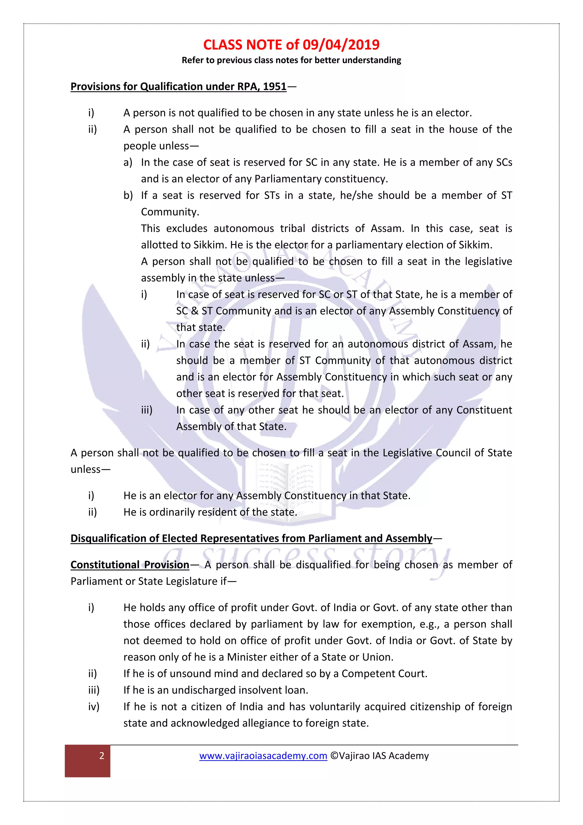 Indian governance class note for upsc aspirants 9 apr 2019 | PDF