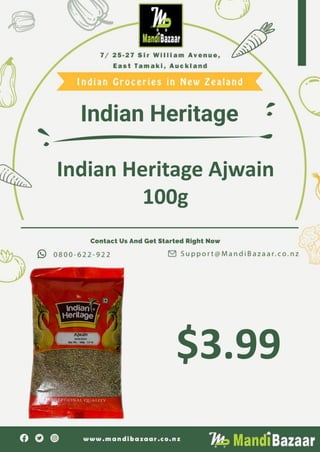 Indian Heritage Ajwain
100g
$3.99
Indian Heritage
 