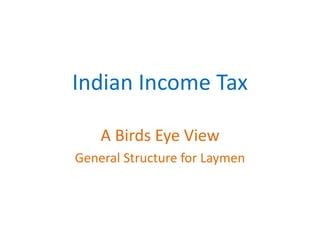 Indian Income Tax
A Birds Eye View
General Structure for Laymen
By Kamal Bhandari
 