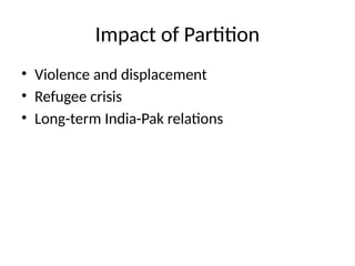 Comprehensive Analysis of Indian Independence, Partition, and Political ...