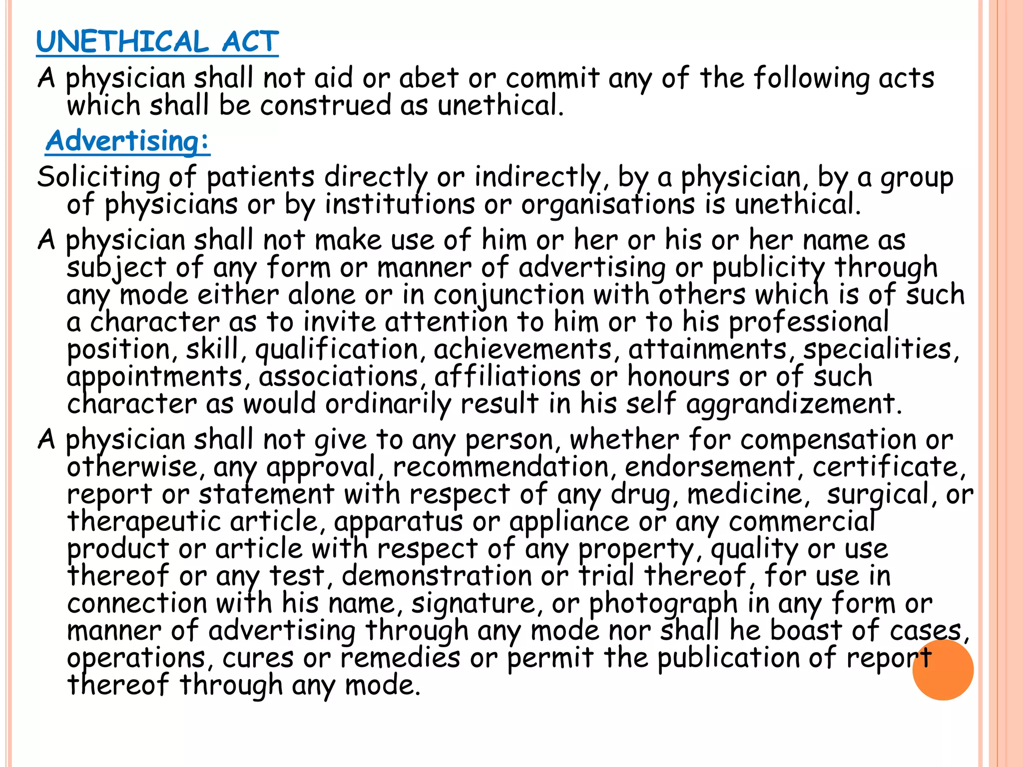 Indian medical council (professional conduct, etiquette and ethics) regulations, 2002 PPT