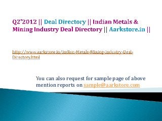 You can also request for sample page of above
mention reports on sample@aarkstore.com
 