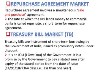 Indian money market and role of rbi | PPTX