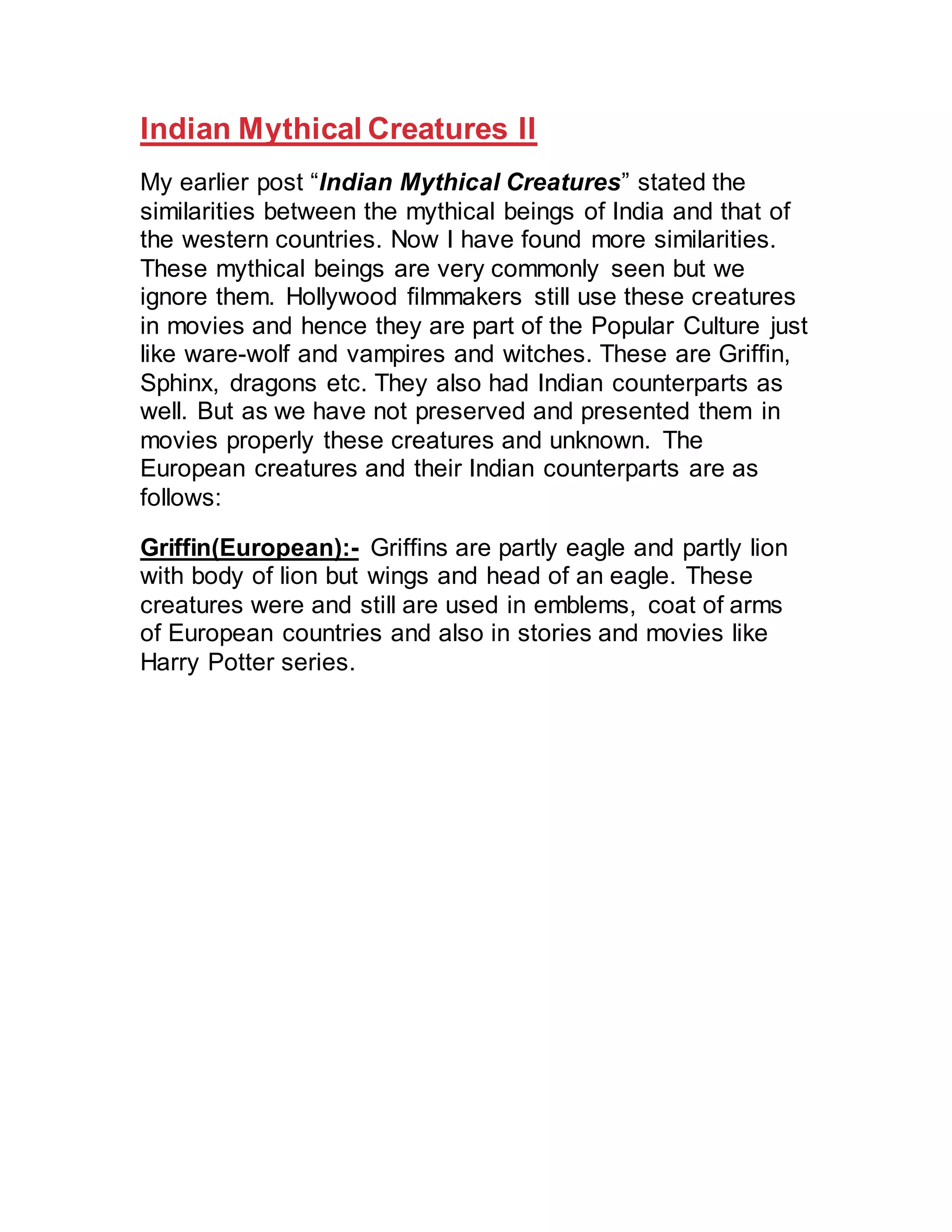 Indian mythical creatures ii | PDF