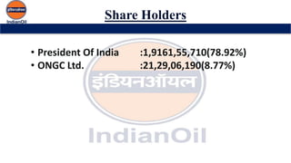 Share Holders
• President Of India :1,9161,55,710(78.92%)
• ONGC Ltd. :21,29,06,190(8.77%)
 