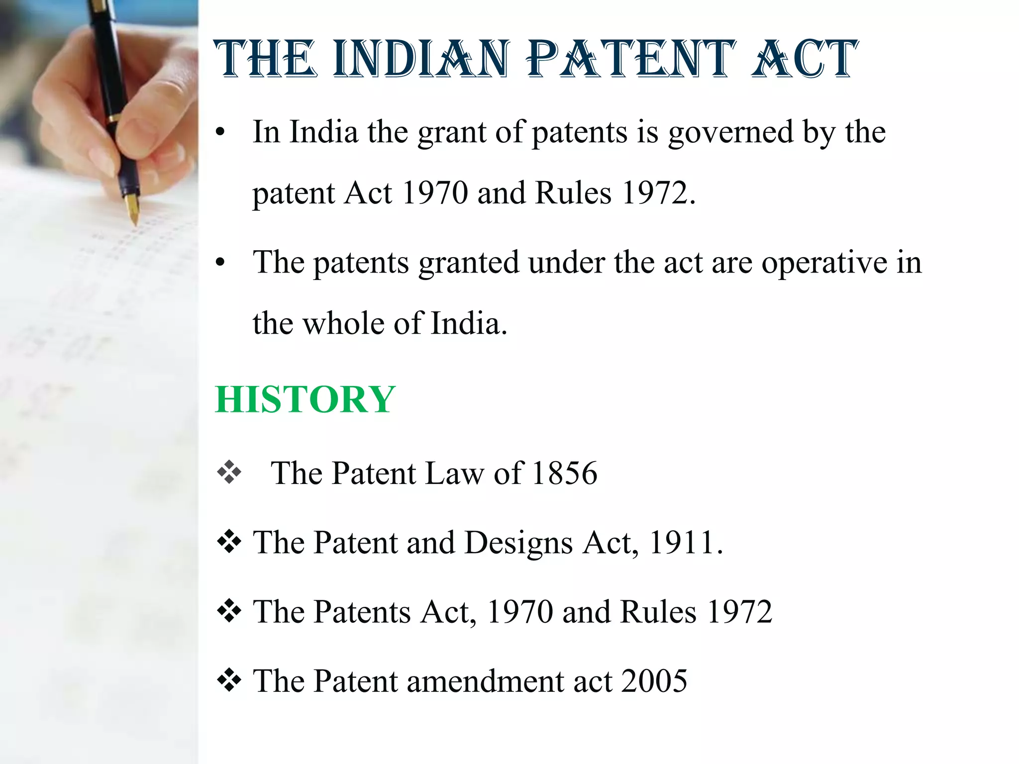 Indian patent act PPT