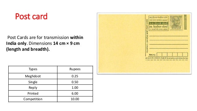 indian post post card dimensions