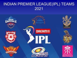 INDIAN PREMIER LEAGUE(IPL) TEAMS
2021
 