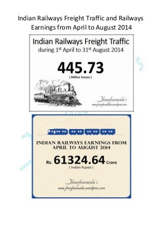 Indian Railways Freight Traffic and Railways Earnings from April to August 2014 
 