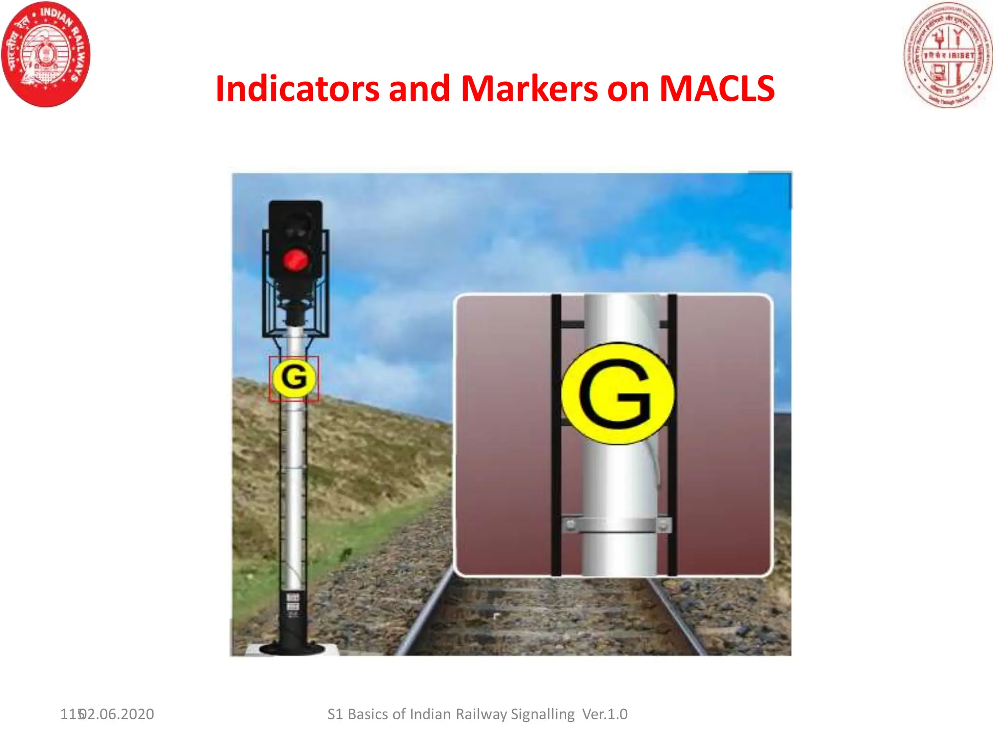 Indicators and Markers on MACLS
115
02.06.2020 S1 Basics of Indian Railway Signalling Ver.1.0
 