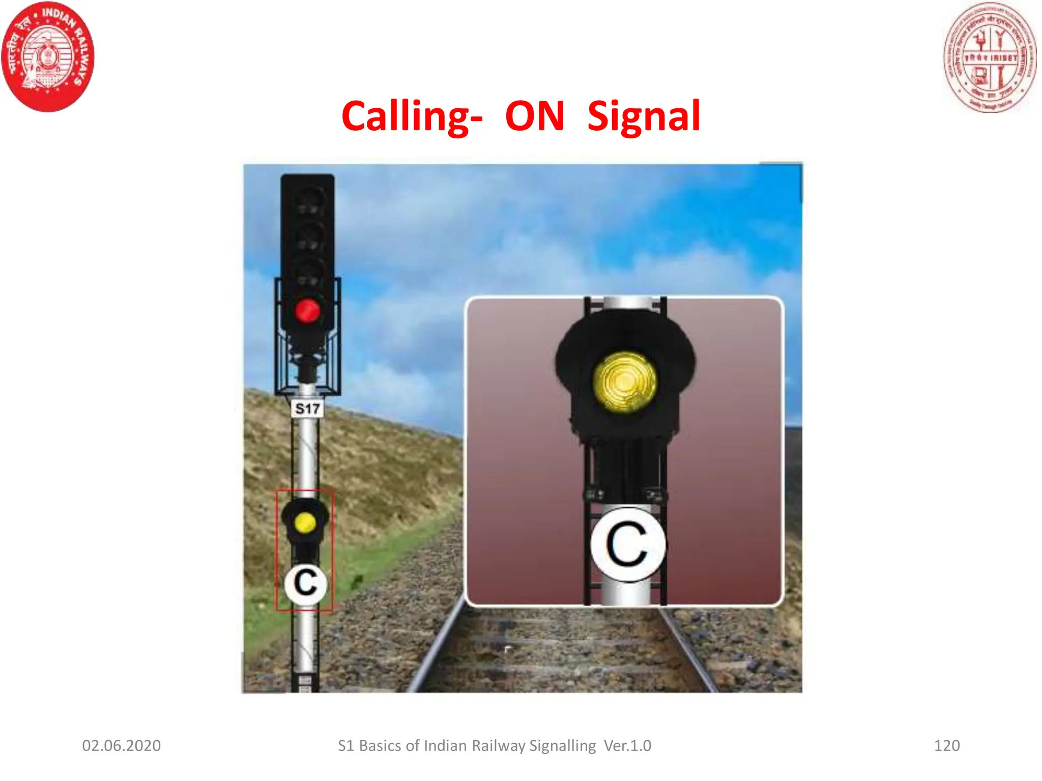 120
02.06.2020 S1 Basics of Indian Railway Signalling Ver.1.0
Calling- ON Signal
 