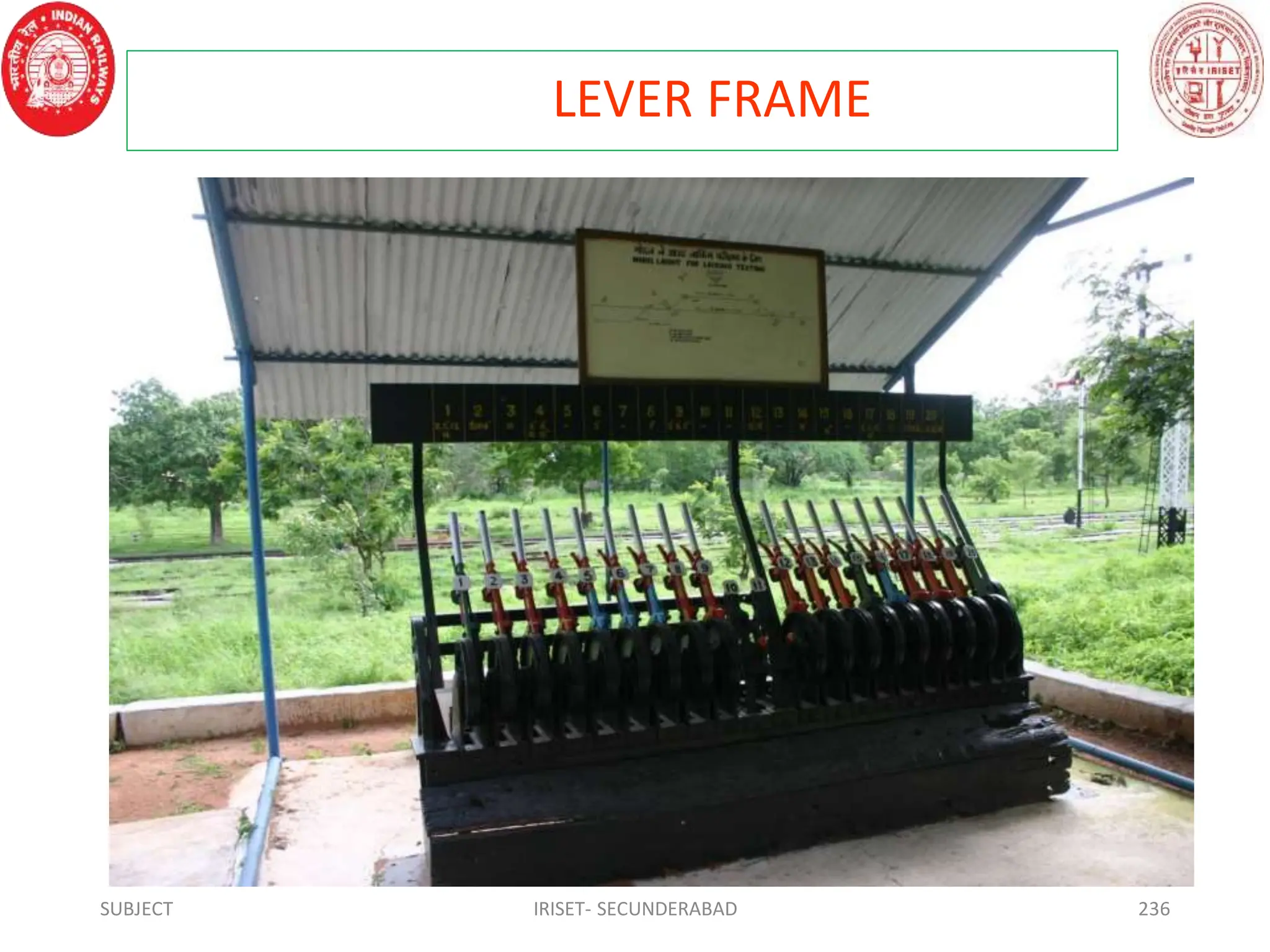 LEVER FRAME
SUBJECT IRISET- SECUNDERABAD 236
 