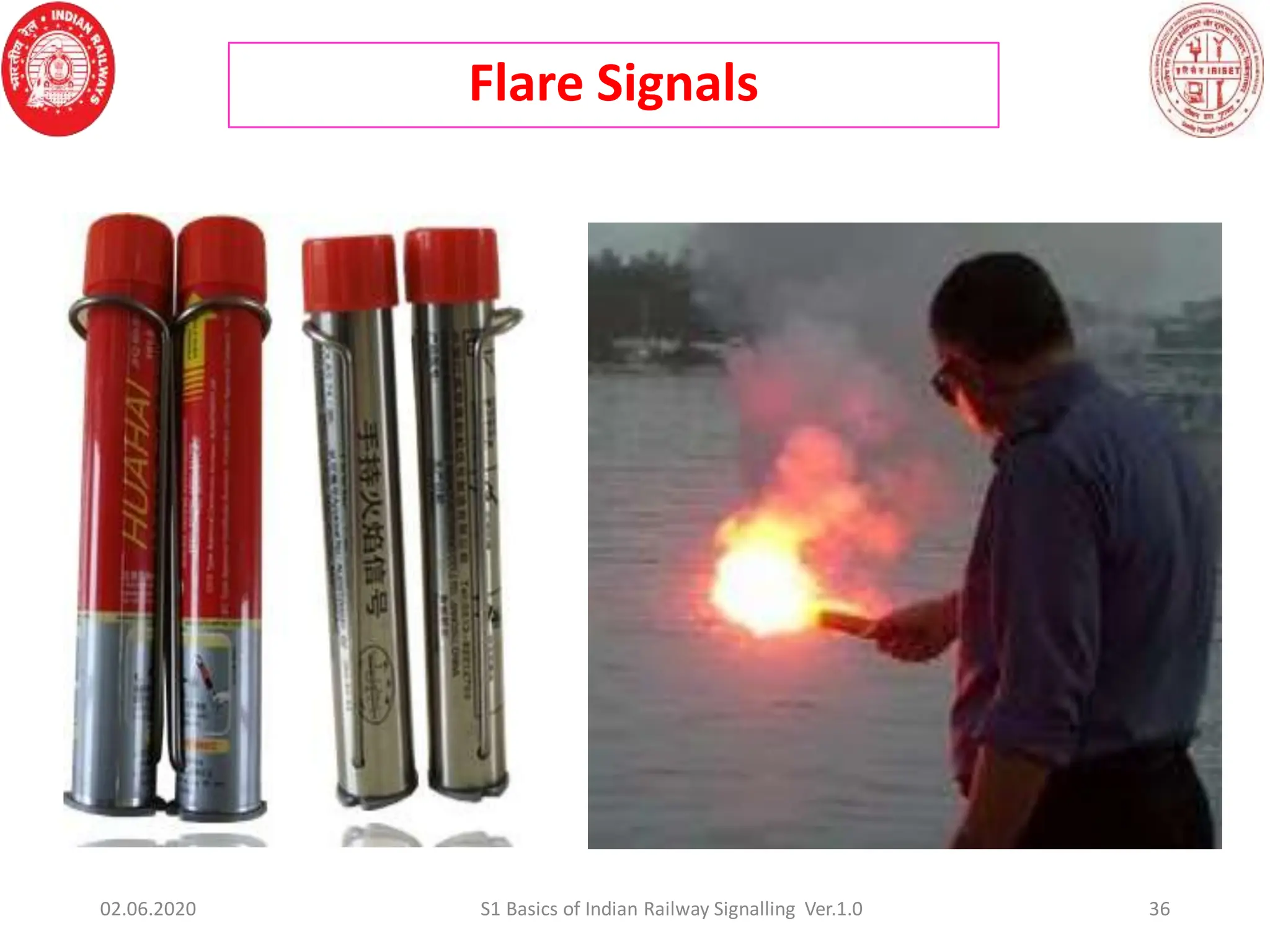 Flare Signals
36
02.06.2020 S1 Basics of Indian Railway Signalling Ver.1.0
 