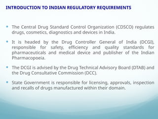 Dcgi India Indian Regulatory Requirements with central and state licensing ...