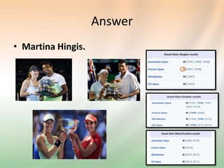 Answer
• Martina Hingis.
 