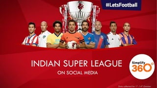 www.simplify360.com 
INDIAN SUPER LEAGUE 
Data collected for 1st-14thOctober 
ON SOCIAL MEDIA  