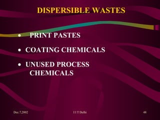 DISPERSIBLE WASTES   PRINT PASTES    COATING CHEMICALS    UNUSED PROCESS    CHEMICALS 