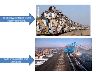 The Railways are facing severe
     capacity constraints




  Ports are congested and
         inefficient
 