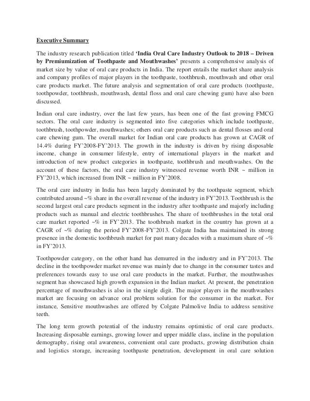 Healthcare Industry India Oral Care Industry Research Report