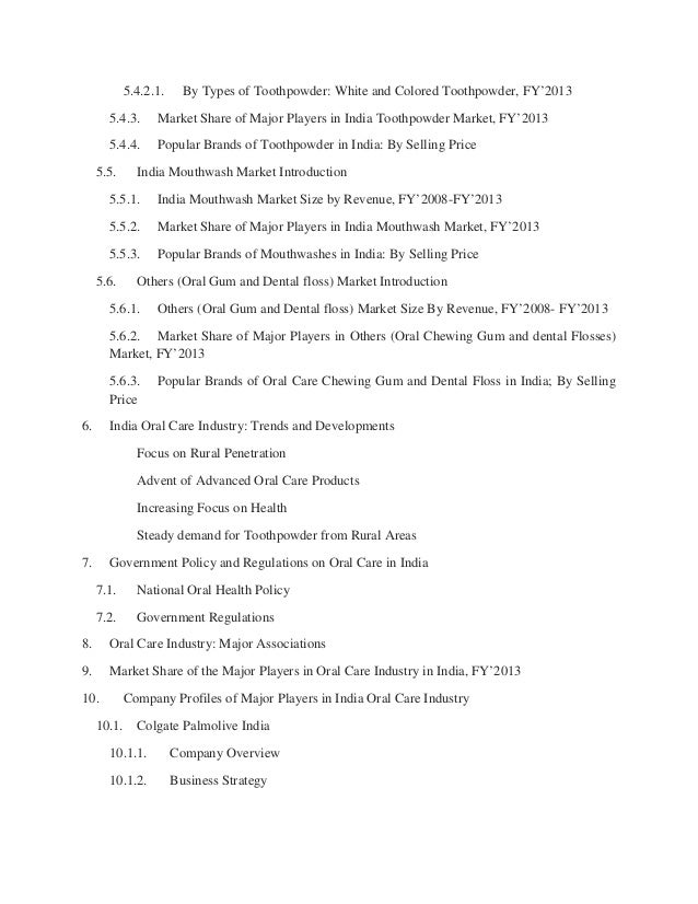 Healthcare Industry India Oral Care Industry Research Report