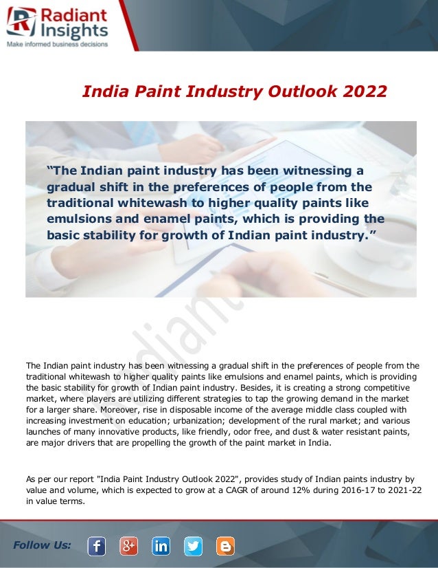 India Paint Industry Sales, Size and Share To 2022