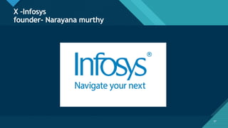Click to edit Master title style
37
X –Infosys
founder- Narayana murthy
37
 