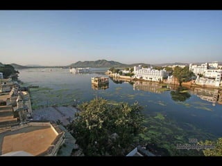 El lago Pichola en Udaipur  y sus románticos palacios sobre el agua www. laboutiquedelpowerpoint. com 