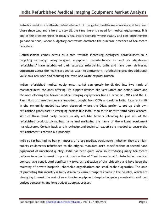 Download India refurbished medical imaging equipment market analysis