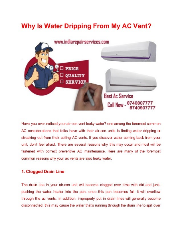 Why Is Water Dripping From My AC Vent?