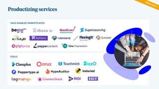 PREDICTION 4
Productizing services
SAAS ENABLED MARKETPLACES
TOOLS
 