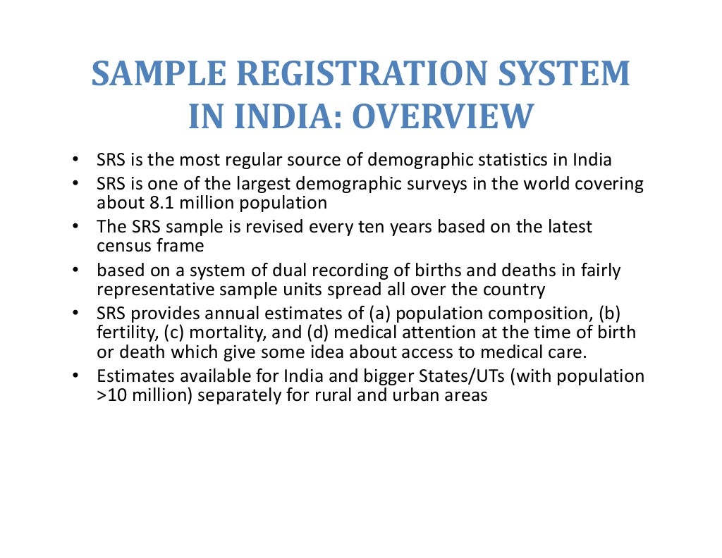 India sample registration system