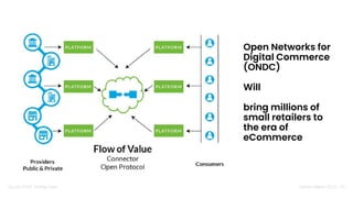 Nandan Nilekani 2023 |
Open Networks for
Digital Commerce
(ONDC)
Will
bring millions of
small retailers to
the era of
eCommerce
33
Source: ONDC Strategy Paper
 