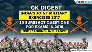 INDIA’S JOINT MILITARY EXERCISES
GK DIGEST 2017
SSC | Banking | UPSC
 