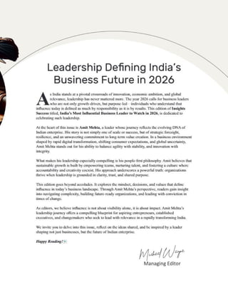India’s Most Influential Business Leader to Watch in 2026 | PDF