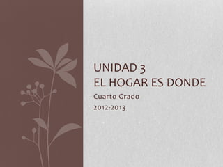 UNIDAD 3
EL HOGAR ES DONDE
Cuarto Grado
2012-2013
 