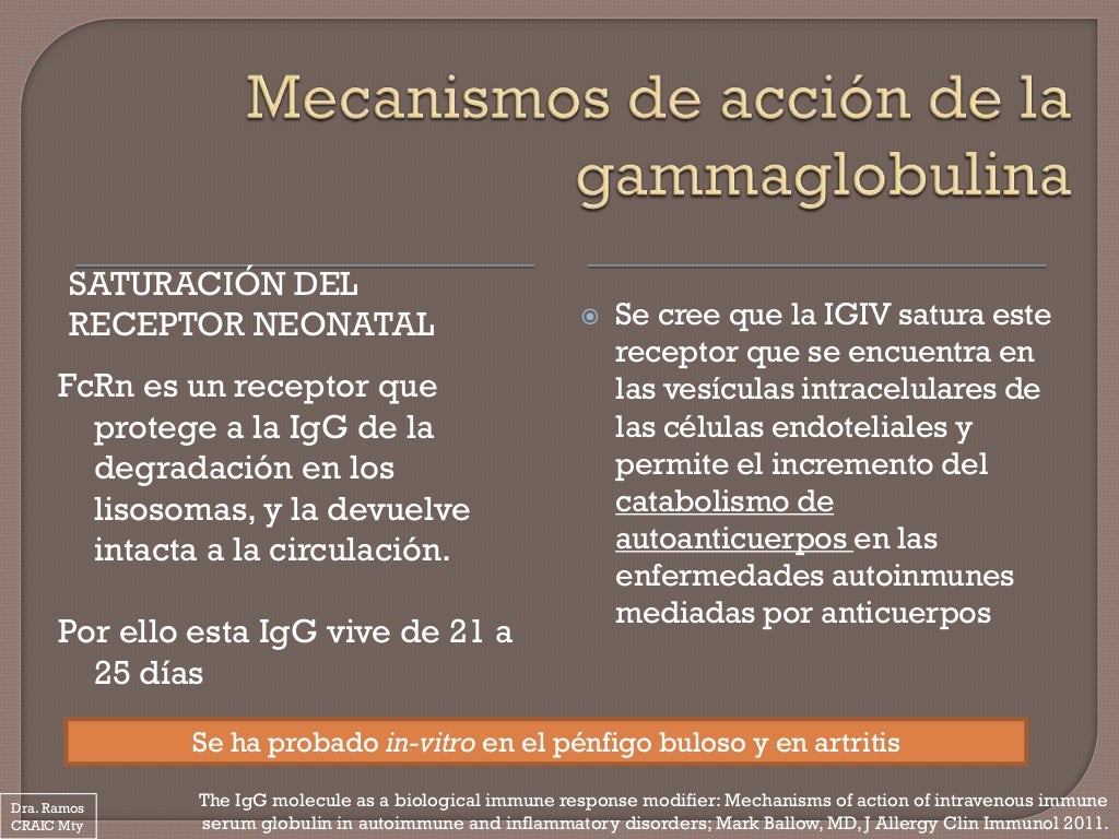 Indicaciones terapéuticas de la gammaglobulina Indicaciones terapéuticas de la gammaglobulina