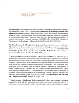 Indicadores da Qualidade na Educação Infantil