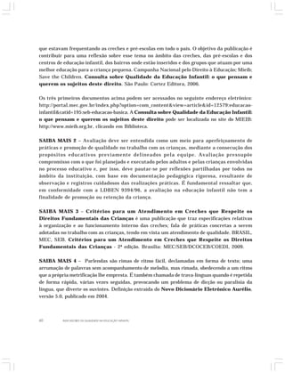 Indicadores da Qualidade na Educação Infantil