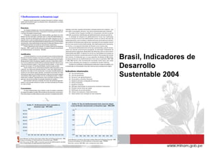 Brasil, Indicadores de
Desarrollo
Sustentable 2004
Sustentable 2004
 