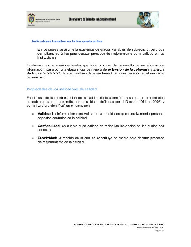Indicadores De Calidad De La Atencion En Salud