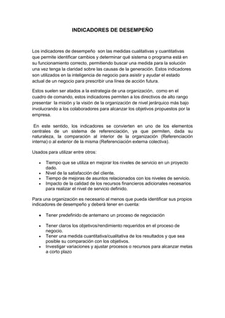 Indicadores de desempeño tyrabajo