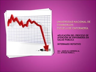 APLICACIÓN DEL PROCESO DE
ATENCIÓN DE ENFERMERÍA EN
SALUD PÚBLICA
INTERNADO ROTATIVO
MsC. ANGÉLICA HERRERA M.
Lic. MYRIAM PARRA S.
 