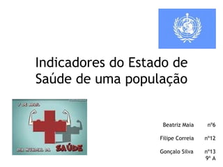 Indicadores do Estado de Saúde de uma população Beatriz Maia nº6 Filipe Correia nº12 Gonçalo Silva nº13 9º A 